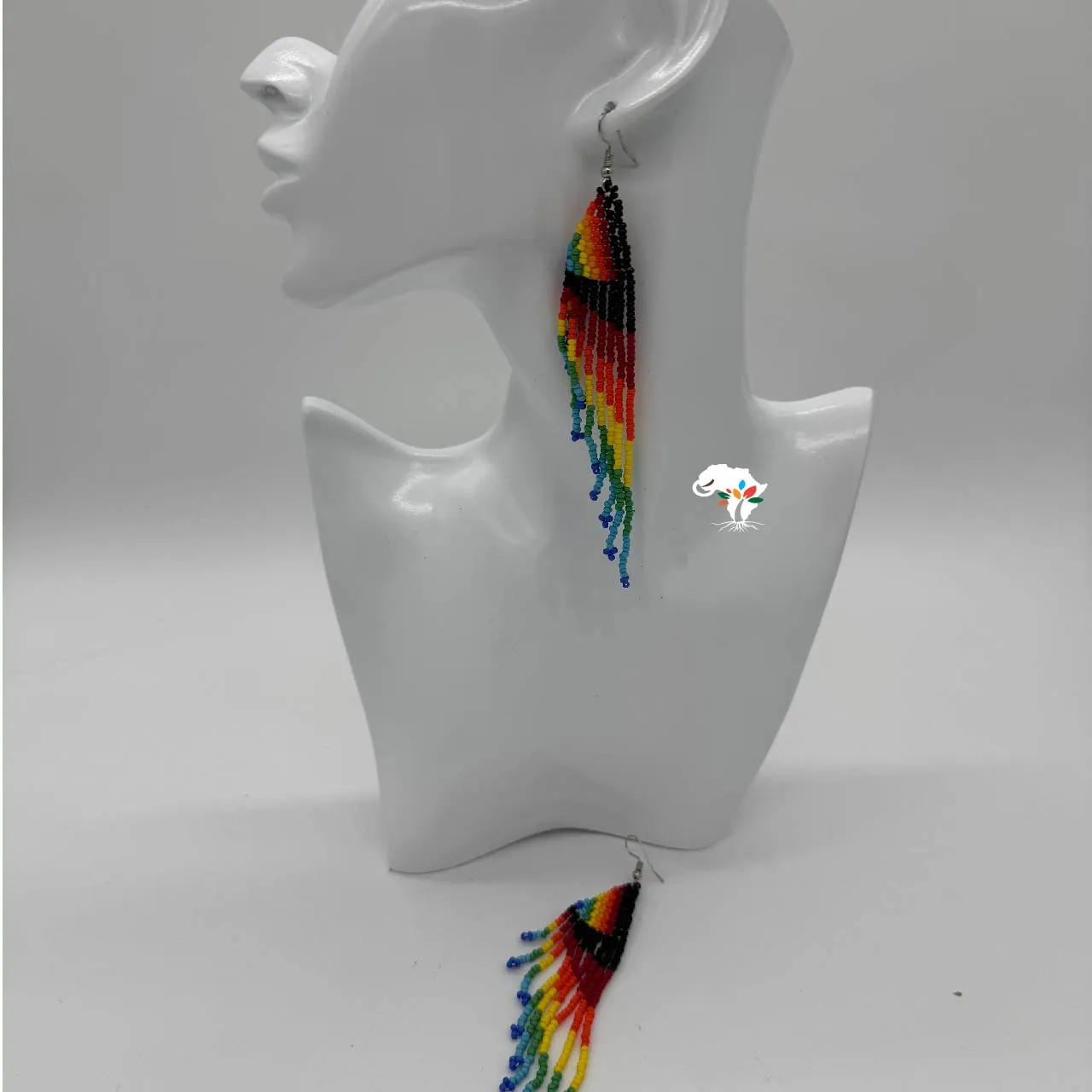 Handmade Long Beaded Rainbow Earrings,Statement Earrings