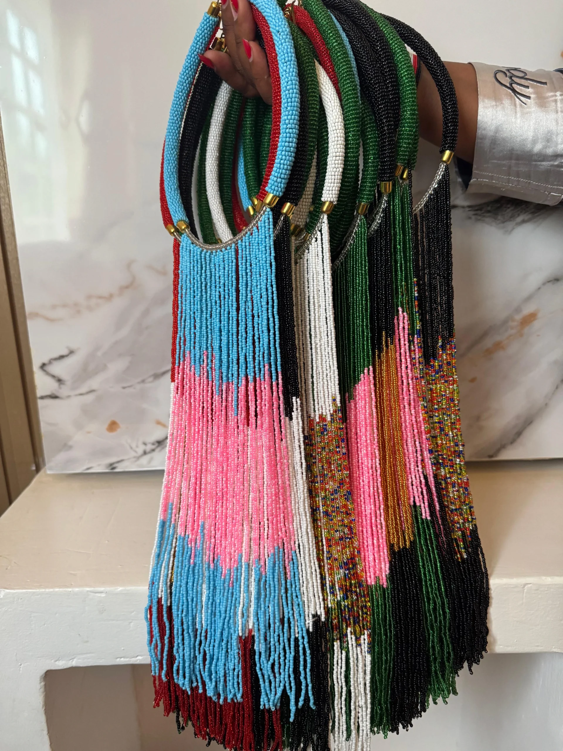 African Maasai Beaded Collar Necklace - Image 3