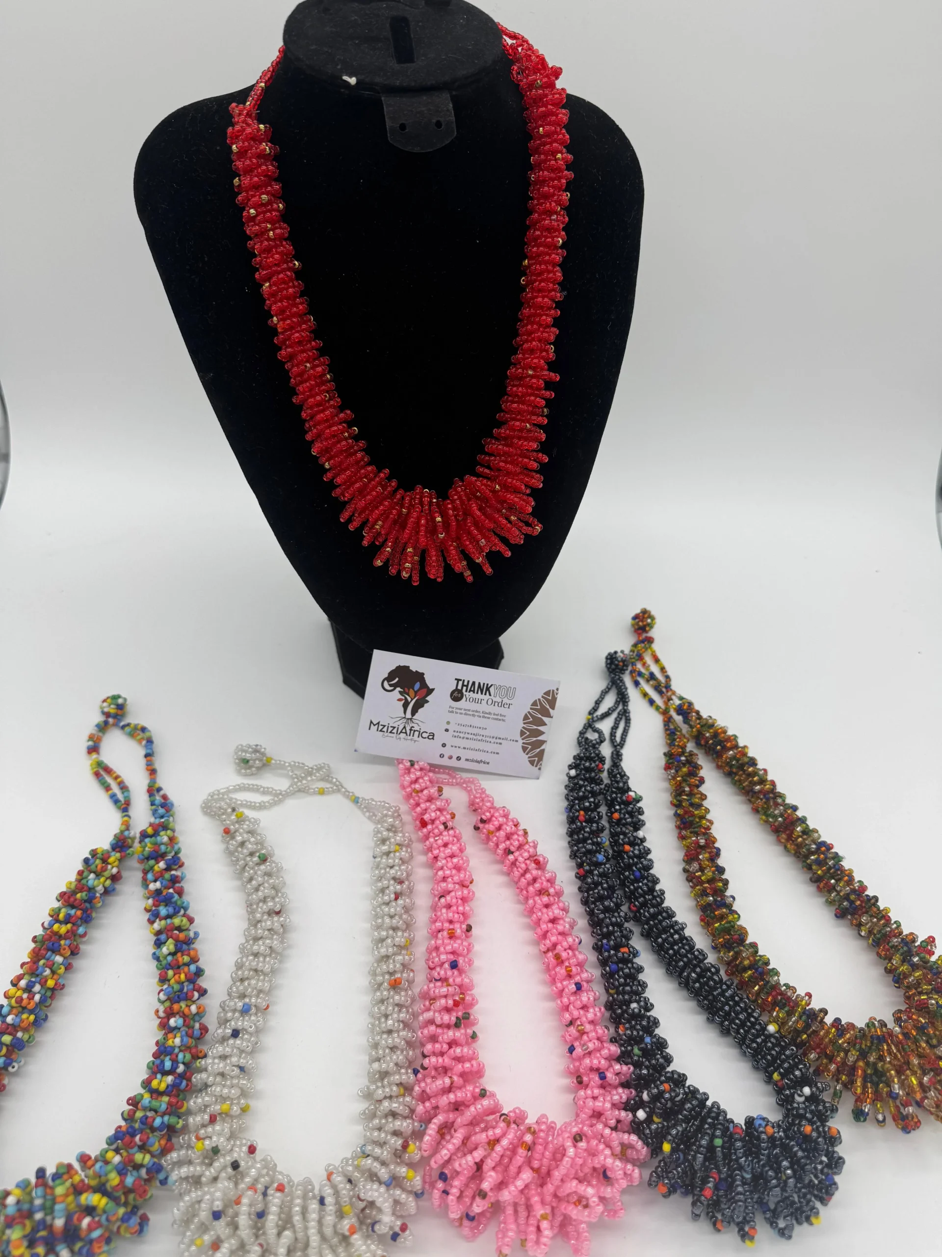 Handmade African Beaded Statement Necklace – Tribal Maasai Inspired Chunky Fringe Necklace – Wholesale & Retail Available - Image 2