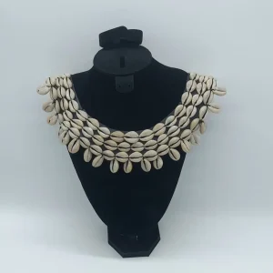 Cowrie Shell Statement Necklace, Layered Shell Collar Tribal Style Jewelry, Women Neck Piece
