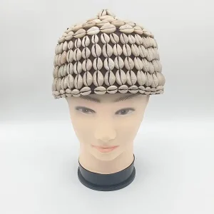Cowrie Shell Beaded Cap, Handmade Shell Headpiece Festival Hat | Cultural Statement Headwear