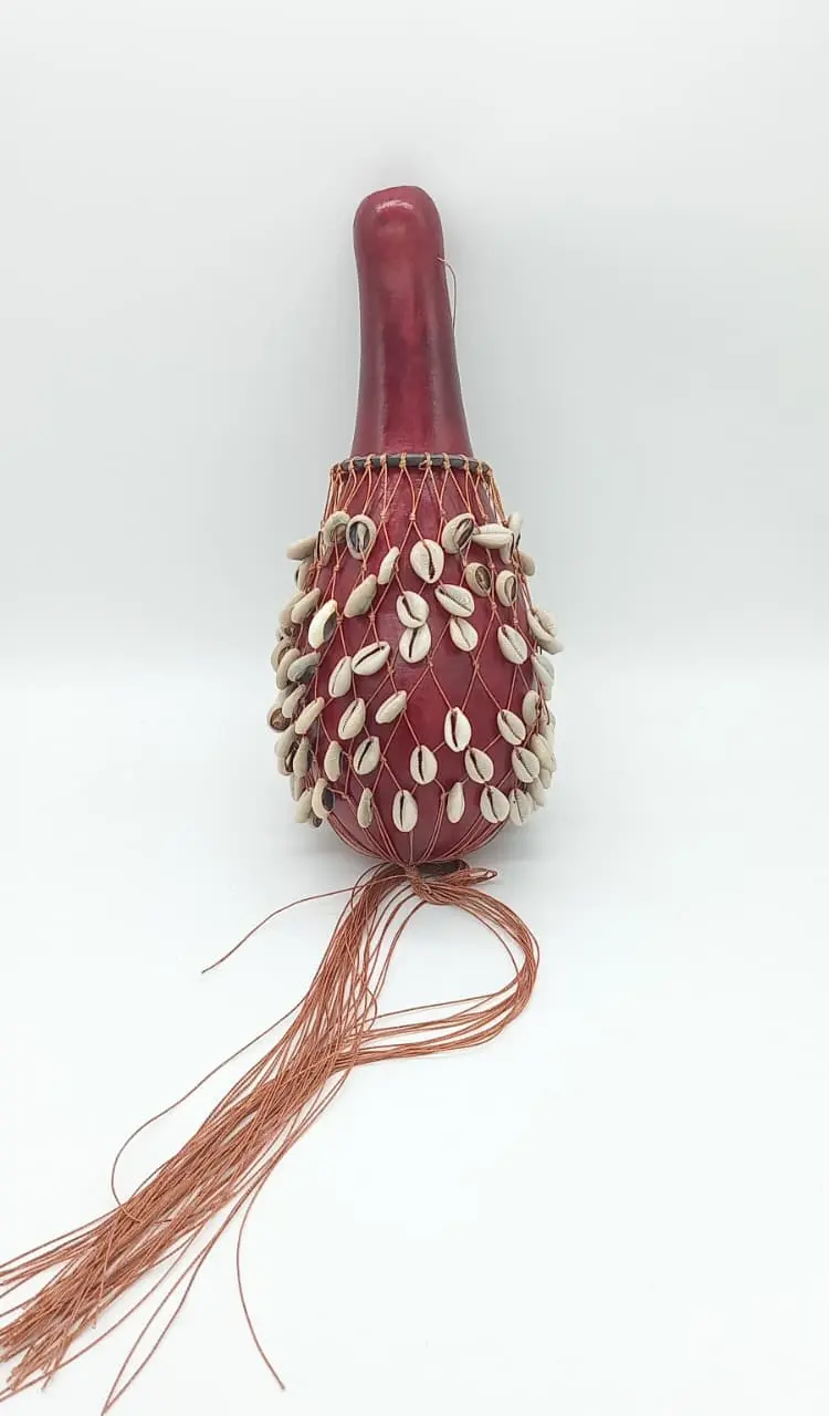 Cowrie Shell Calabash, Handmade Gourd Art Piece, African Shell Ornament, Cultural Home Decor