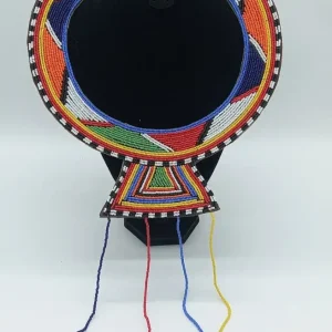 Maasai Beaded Statement Necklace | Handmade African Festival Beadwork Collar Jewelry, Colourful Tribal Neck Piece