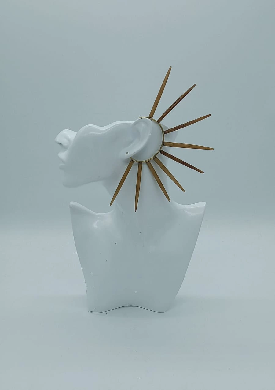 Statement Ear Cuff, Bold Sunburst Ear Piece, Spike Ear Jewelry, Fashion Editorial Ear Accessory