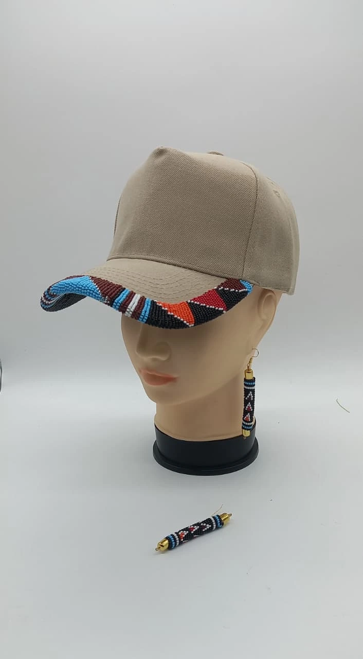 Beaded Baseball Cap Set | Handmade Beaded Hat with Matching Jewelry | Unique Fashion Accessories Set