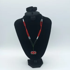 Beaded Kenya Flag Necklace, Handmade Beaded Pendant Necklace, Cultural Jewelry