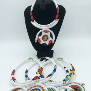 Maasai Beaded Statement Necklace Set | Handmade African Collar Necklace | Bold Festival Jewelry