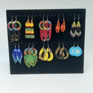 Maasai Beaded Earrings, Handmade African Earrings Set, Statement & Fringe Earrings