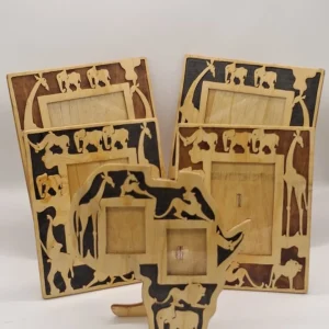 African Wooden Photo Frame, Safari Animal Picture Frame, Handmade Wall Decor