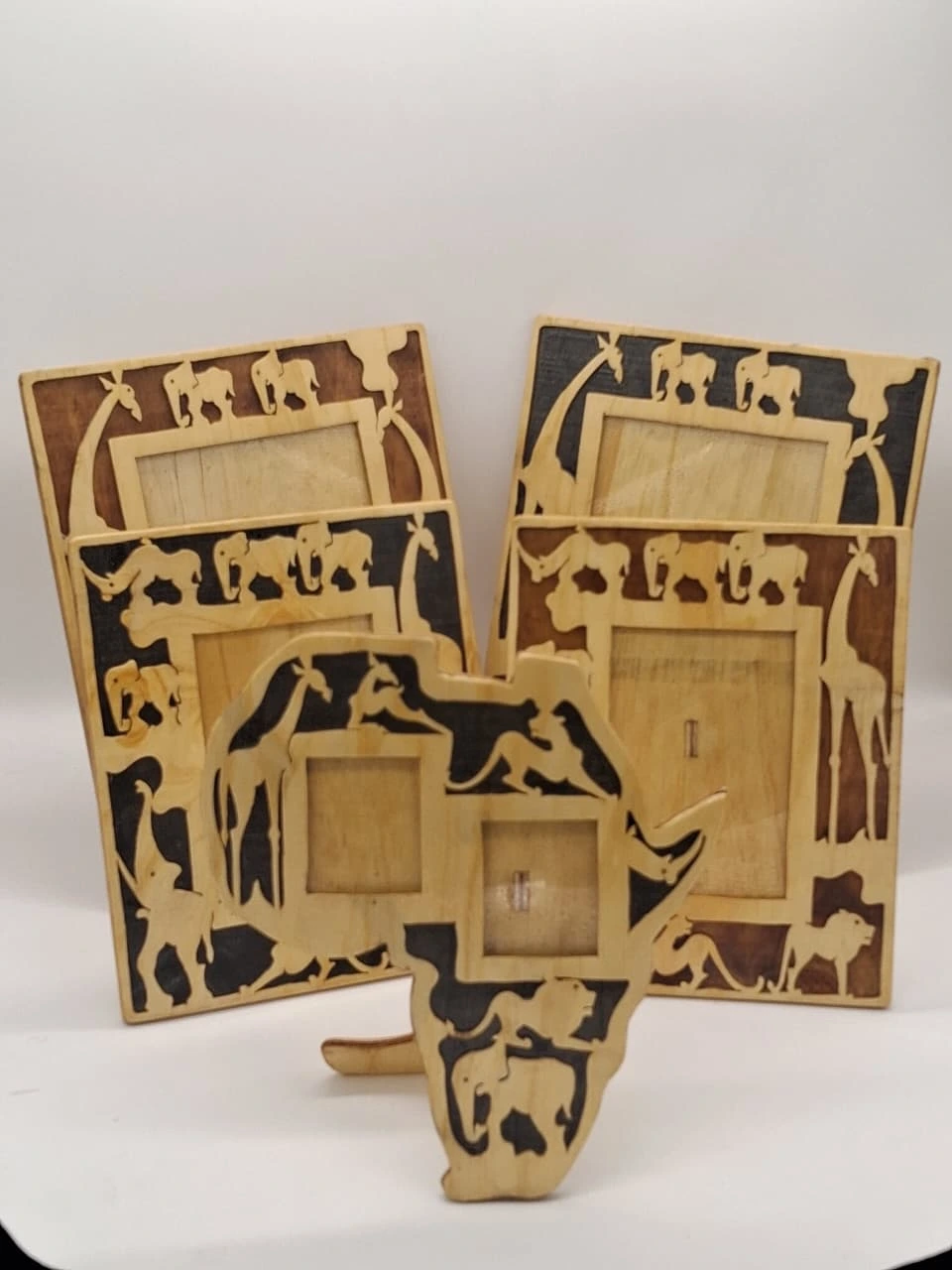African Wooden Photo Frame, Safari Animal Picture Frame, Handmade Wall Decor