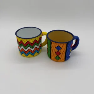 2 Beaded Coffee Mug, Handmade African Tea Cup, Unique Gift Mug, Beaded Home Decor