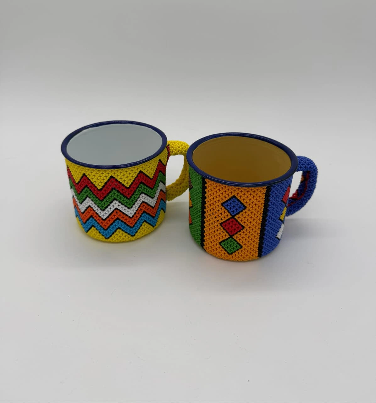 2 Beaded Coffee Mug, Handmade African Tea Cup, Unique Gift Mug, Beaded Home Decor