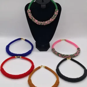 Beaded Choker Necklace, Handmade African Beaded Necklace, Tribal Statement Jewelry
