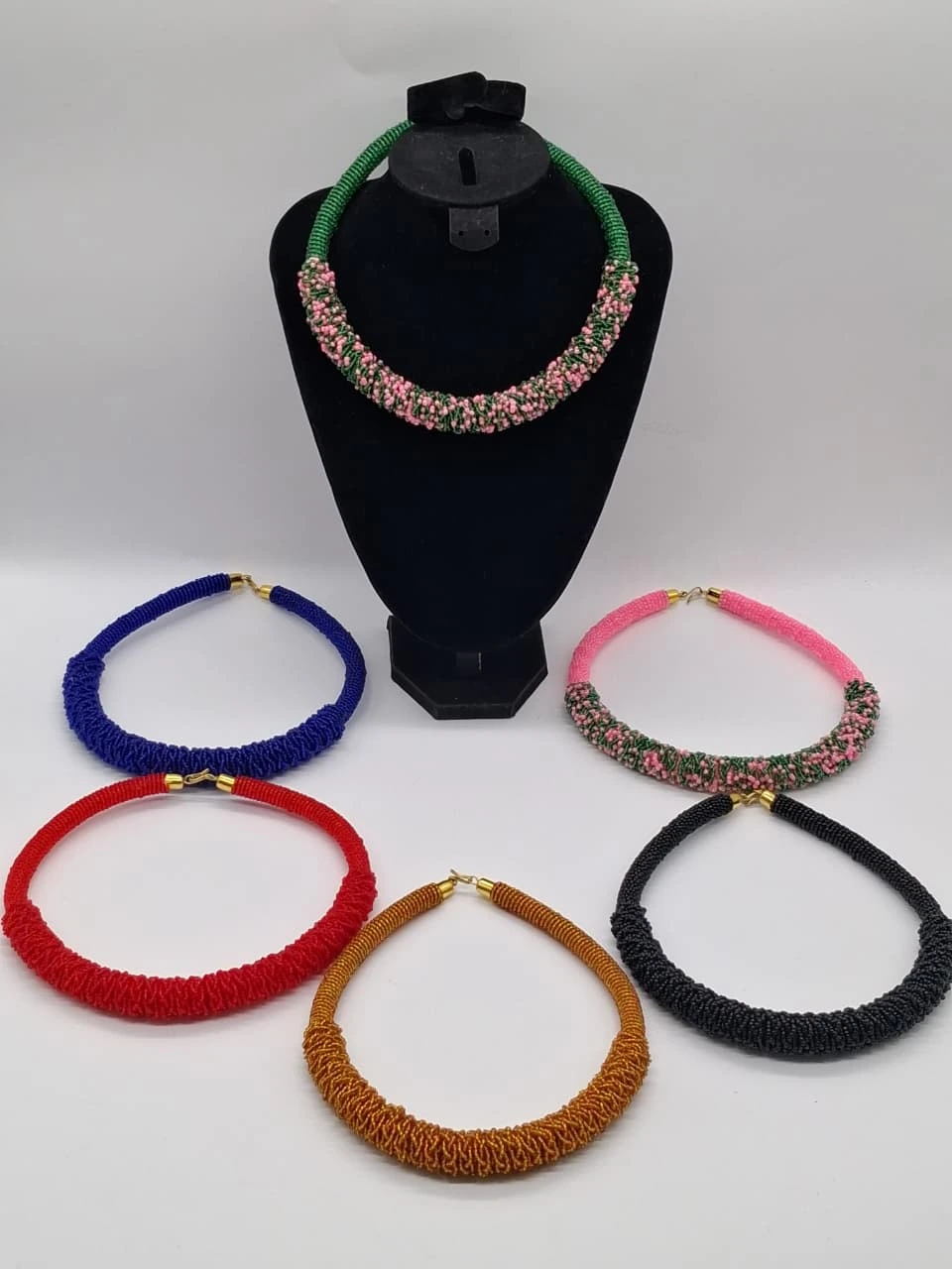 Beaded Choker Necklace, Handmade African Beaded Necklace, Tribal Statement Jewelry