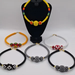 Beaded Ball Necklace, Handmade African Beaded Necklace, Bead Choker Statement Jewelry