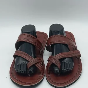 Handmade Leather Sandals, Brown African Leather Slides, Open Toe Sandals