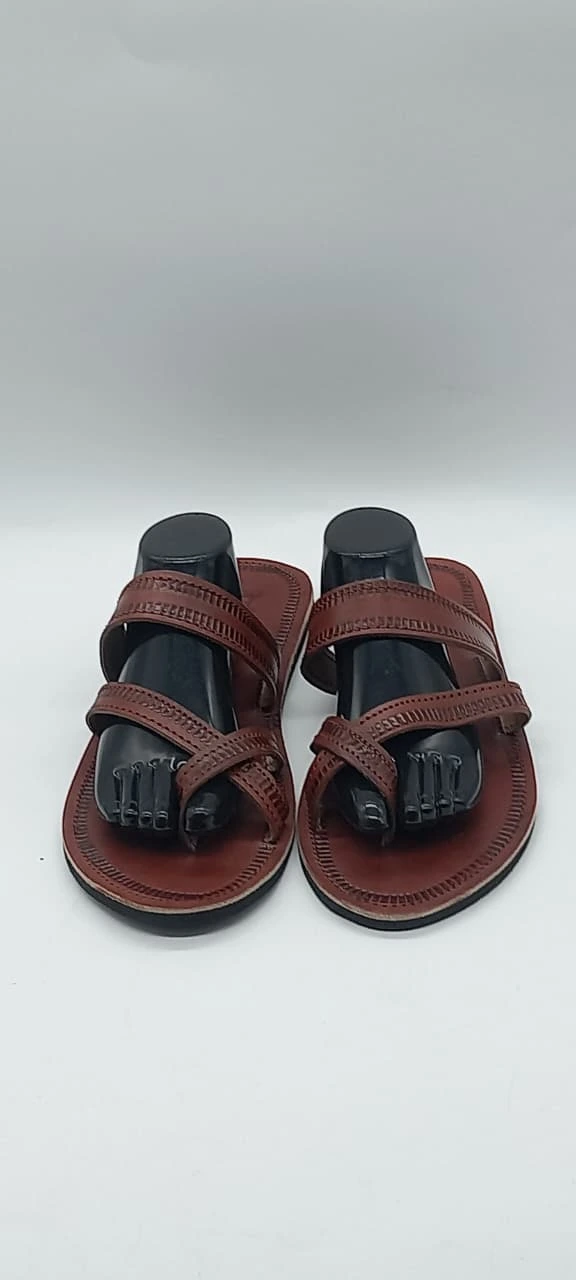 Handmade Leather Sandals, Brown African Leather Slides, Open Toe Sandals