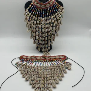 Cowrie Shell Statement Necklace | Handmade African Beaded Necklace | Layered Shell Jewelry | Tribal Fashion Piece