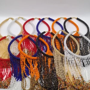 Beaded Fringe Necklace, Handmade African Statement Necklace, Maasai Bead Jewelry