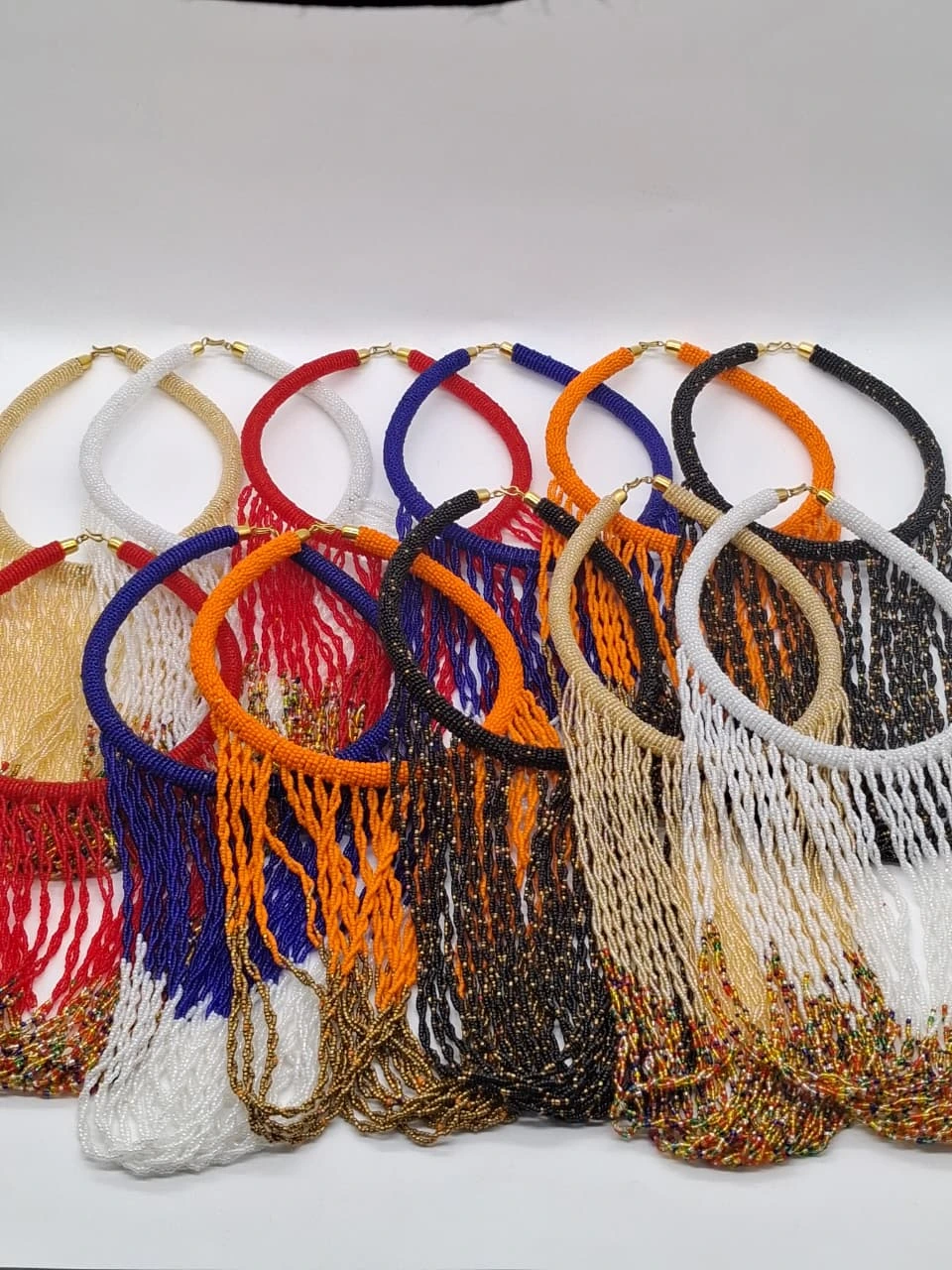 Beaded Fringe Necklace, Handmade African Statement Necklace, Maasai Bead Jewelry