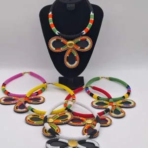 Maasai Beaded Pendant Necklace, Handmade African Statement Necklace, Tribal Necklace Bead Jewelry