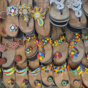 Handmade African Beaded Sandals, Maasai Leather Sandals, Women’s Beaded Footwear