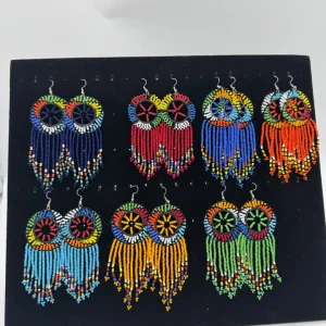 Maasai Fringe Beaded Earrings, Handmade African Dangle Earrings, Tribal Drop Dangles