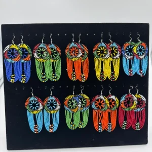 Maasai Tassel Beaded Earrings, Handmade African Fringe Earrings, Traditional Festival Dangles