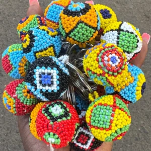 Handmade Beaded Keychains, African Bead Ball Key Rings, Wholesale Bag Charm