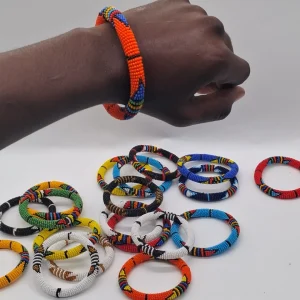 African Beaded Bangle Bracelets, Handmade Maasai Bracelets, Tribal Wrist Jewelry