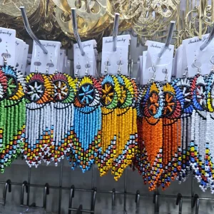 African Beaded Fringe Earrings, Handmade Maasai Earrings, Kenyan Statement Jewelry