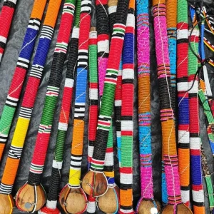 African Beaded Rungu, Handmade Maasai Talking Stick, Tribal Decorative Walking Stick