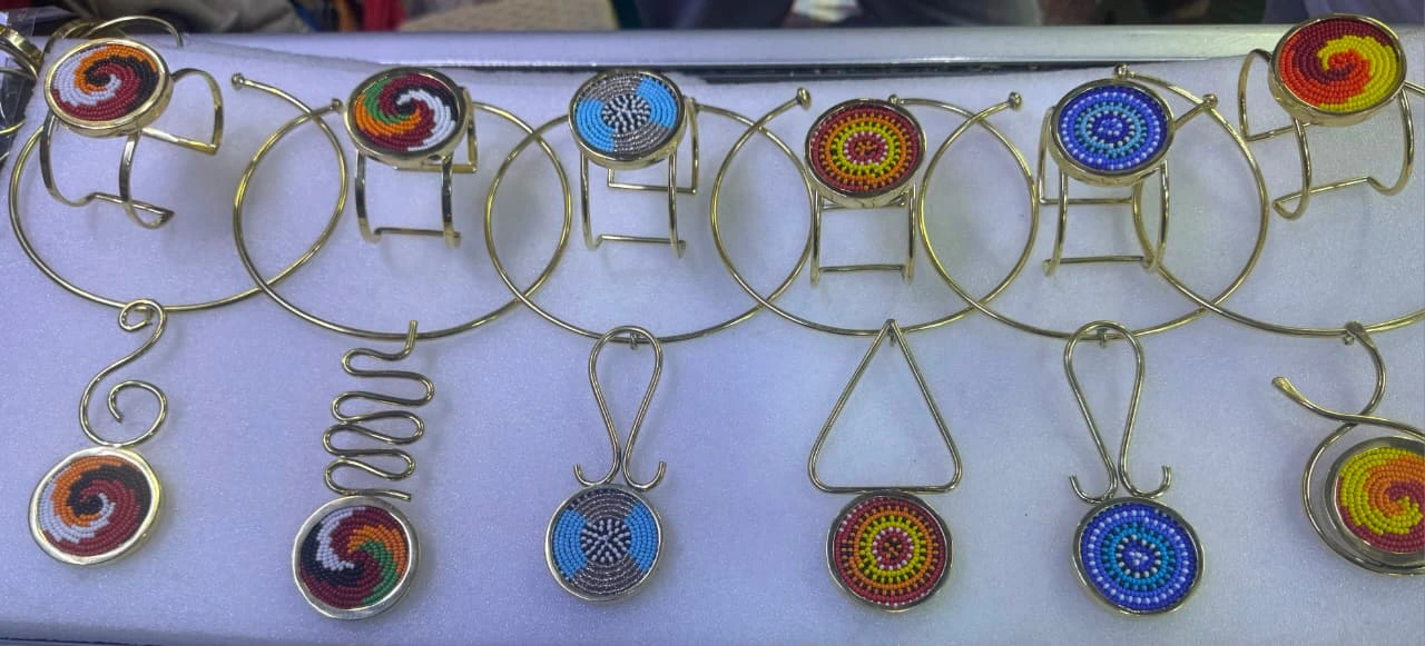 Wholesale Handmade African Brass Necklace & Bracelet Set, Maasai Beaded Brass Jewelry